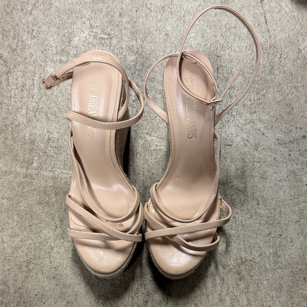 Dream Pairs Nude Strappy Wedges